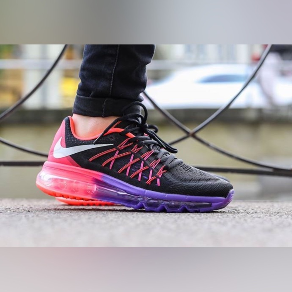 NIKE AIR MAX 2015 BLACK HYPER PUNCH GRAPE WOMENS RUNNING SHOES 698903-006 SZ 9